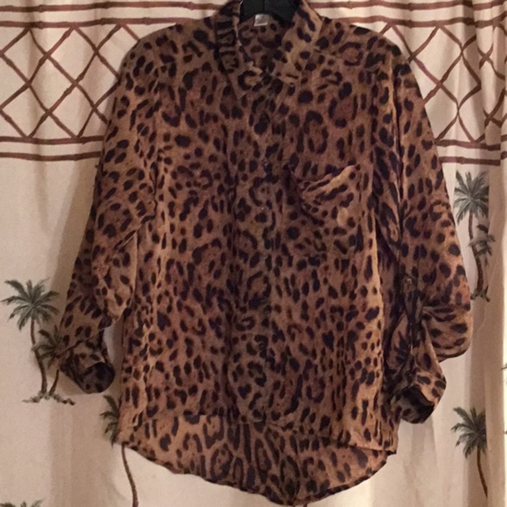 LOLITA leopard print sheer blouse. Size S